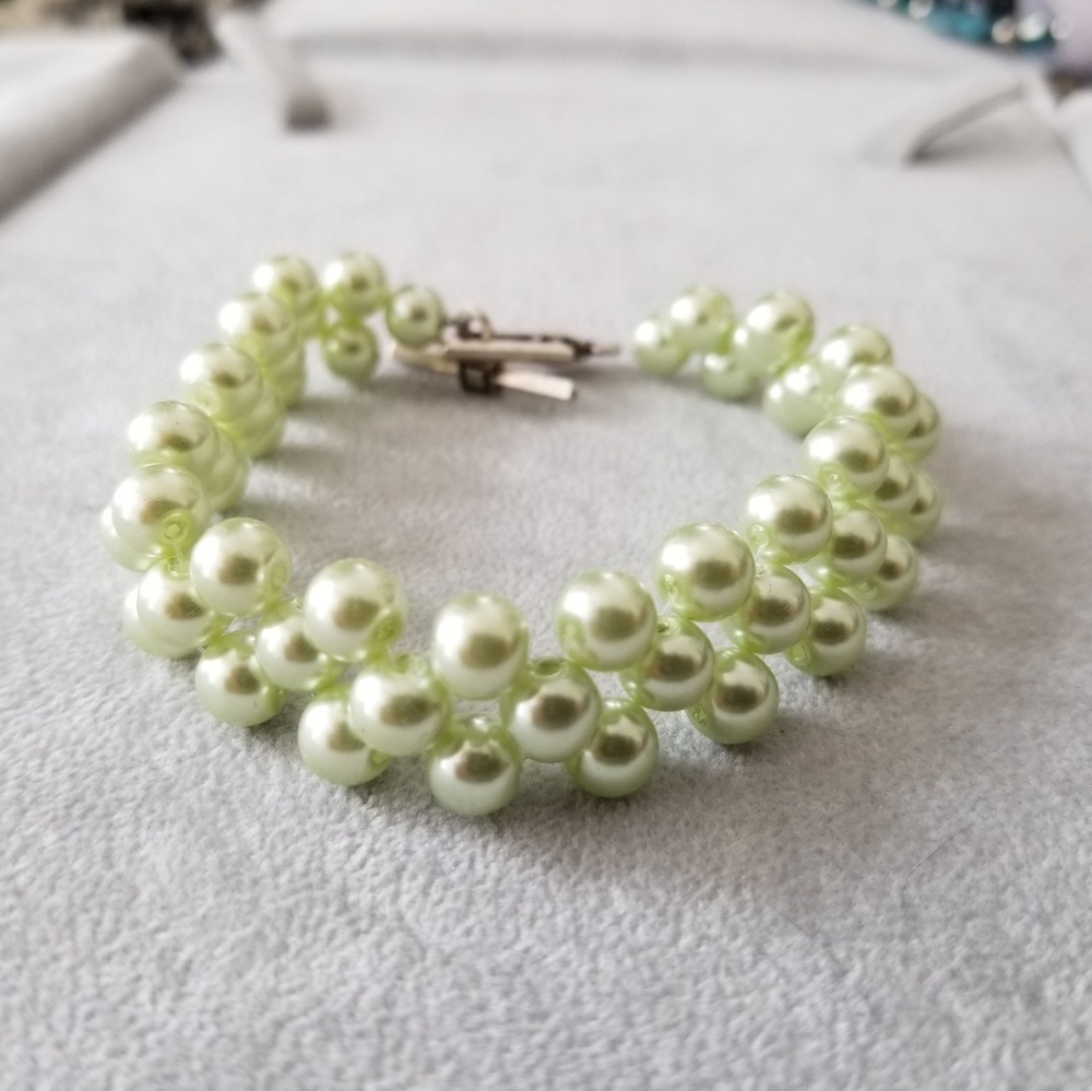 Handmade Woven Glass Pearl Bracelet